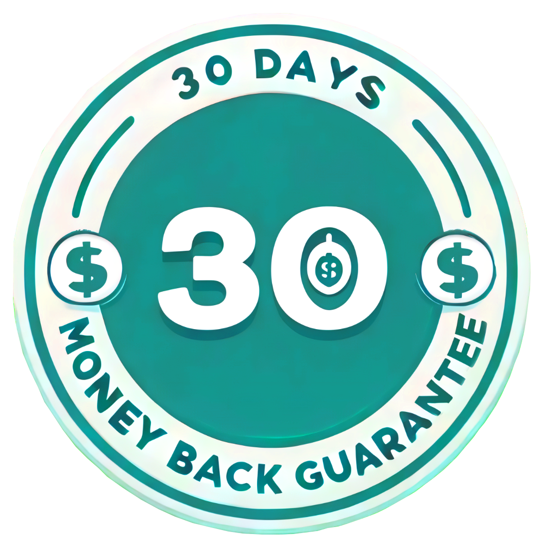 30 Days Money Back Guarantee badge for Grumate Shavemate, ensuring risk-free head grooming.
